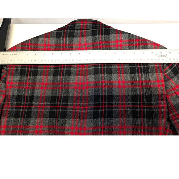 IZOD Mens Plaid Red & Black & Gray Wool Viscose 2 button Sport Coat Blazer 40 S - Picture 9 of 12